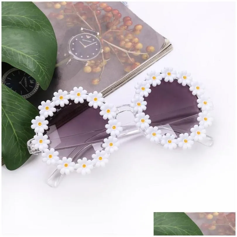Caps & Hats Caps Hats Kid Girls Sunglasses Sun Glasses Flower Little Daisy Uv 400 Protection Boys Baby Eyeglasses Drop Delivery Baby, Dhhbh