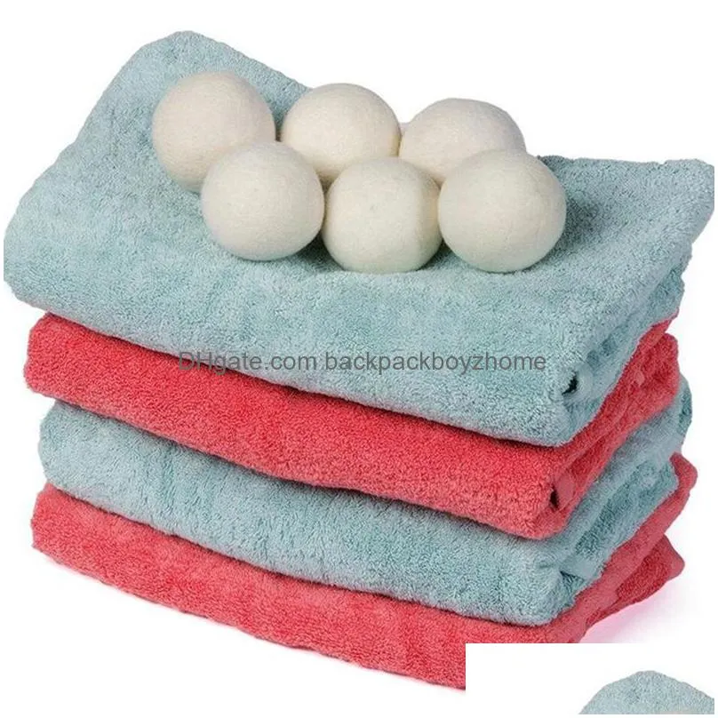 Other Laundry Products Wool Dryer Balls Premium Reusable Natural Fabric Softener Static Reduces Helps Dry Clothes In Laundry Quicker D Dhfg3