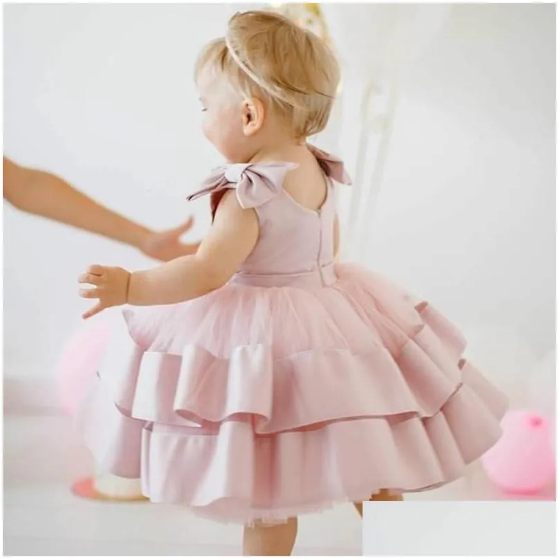 Girl`S Dresses Girls Dresses Born Baby Bownot Dress 1 Year 2Nd Birthday Tutu Christening Gown Toddler Wedding Baptism Clothes Infant D Dhf6H
