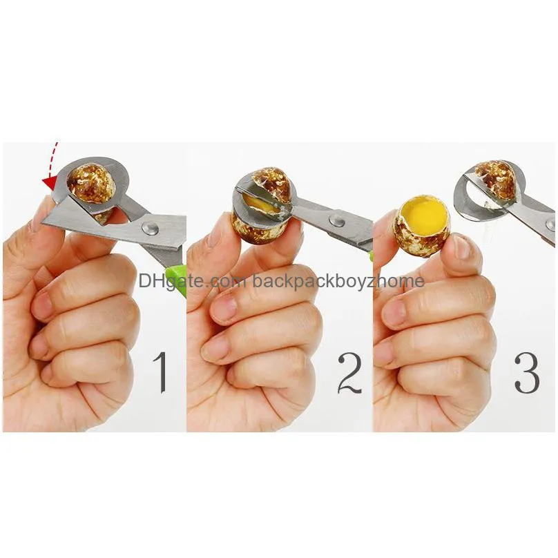 Egg Tools Stainless Steel Egg Opener Tool Quail Eggs Scissors Cutter Household Kitchen Tools 14X6.5X6Cm Drop Delivery Home Garden Kitc Dh02H