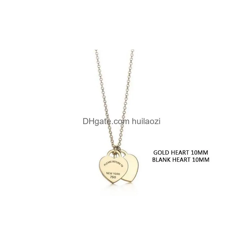 gold heart necklace womens stainless steel 10mm 15mm 19mm pendant fashion couple necklace valentines day gift girlfriend jewelry