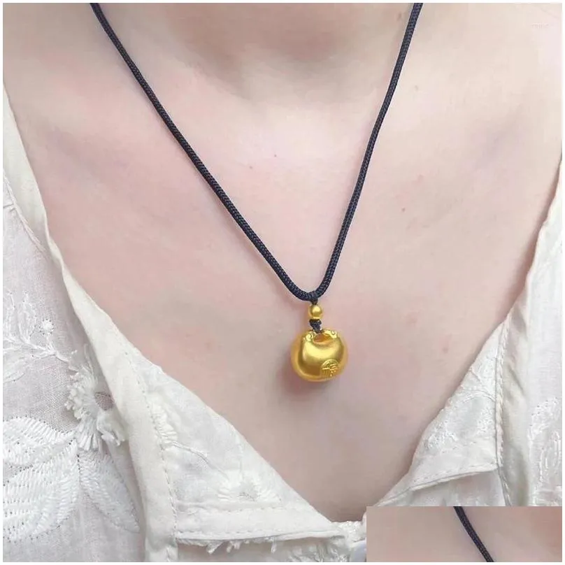 Pendant Necklaces Korean Creative Ethnic Style Golden Lucky Lock Bell Necklace Buckle Gift Women Girls Year