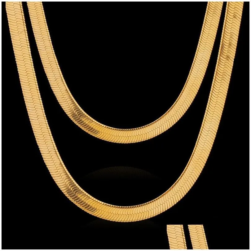 18k real gold plated necklace with 18k stamp men jewelry wholesale trendy chunky snake chain necklace 18-28