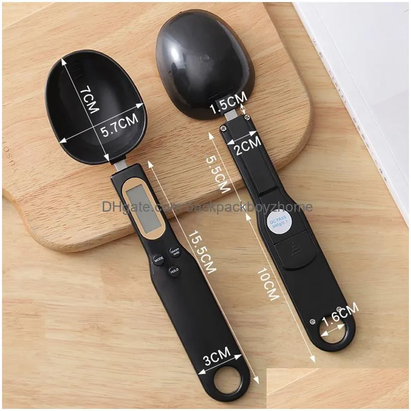 Measuring Tools 500G/0.1G Measuring Spoon Baking Tools Household Kitchen Digital Electronic Scale Handheld Gram Scales Lcd Display Dro Dhjb8