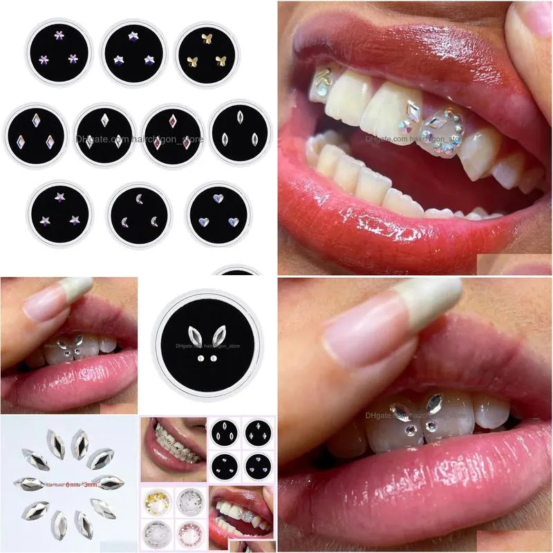 other oral hygiene 3pcs box dental tooth gem crystal jewelry acrylic beauty diamond ornaments deco material various shape for choose