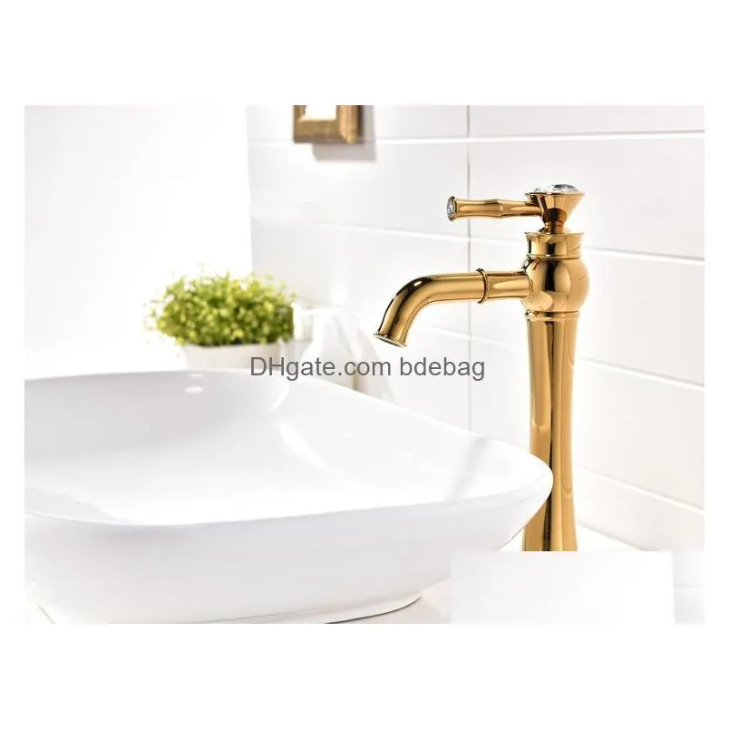 faucets rolya crystal single lever bathroom faucet mixer taps basin solid brass luxurious golden wolesale and retail unique patent