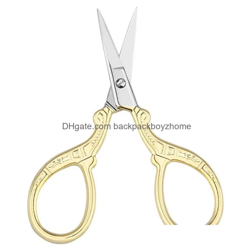 Scissors Stainless Steel Handmade Scissors Round Head Nose Hair Clipper Retro Gold Plated Household Tailor Shears For Embroidery Sewin Dhres