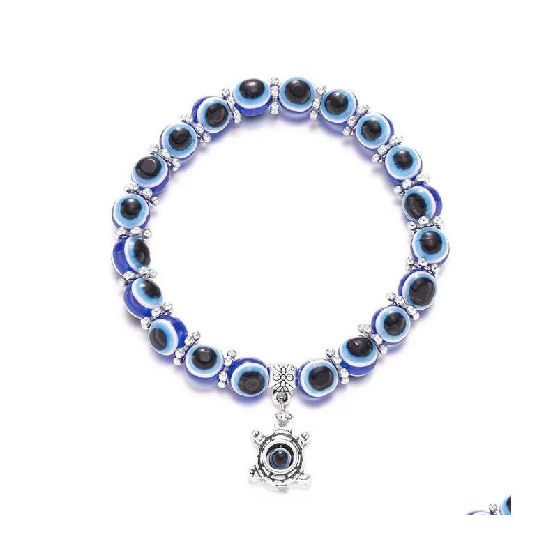 acrylic religious charms lucky hand beaded strands stretch bracelet jewelry evil blue eyes bead bracelet for women men jewellry party