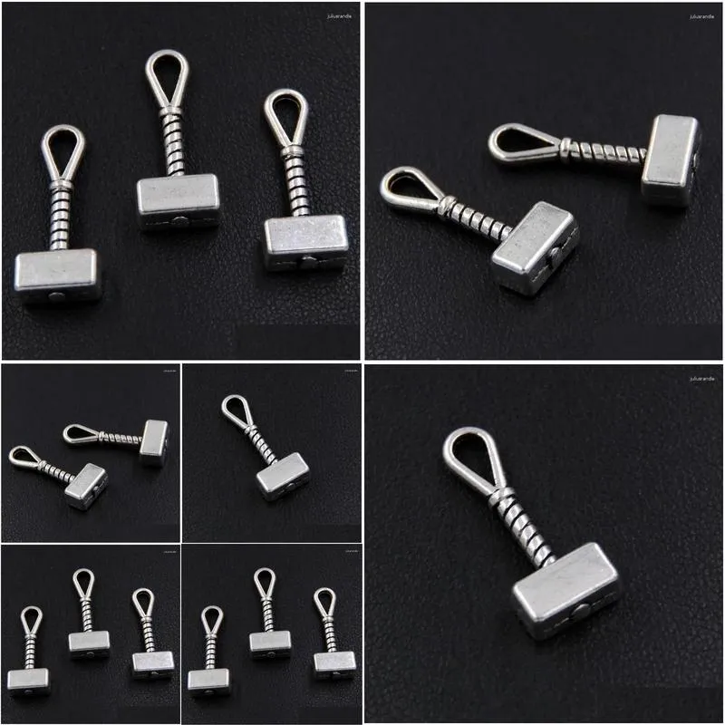 Pendant Necklaces 20PCS Silver Color Mjolnir Hammer Charm Pendants For Diy Jewelry A2390