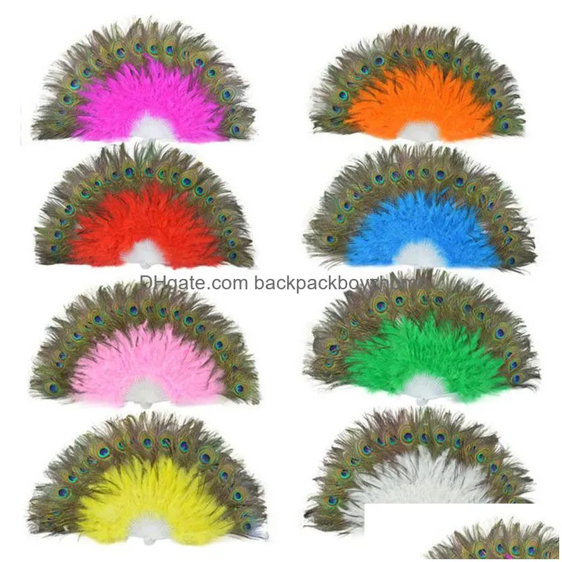 Arts And Crafts Fluffy Feather Hand Fan Stage Performances Craft Fans Elegant Folding Feathers Party Supplies Drop Delivery Home Garde Dhrey