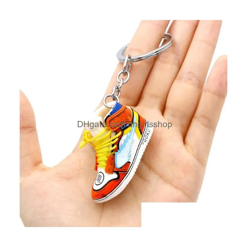 Keychains & Lanyards 25 Styles Designer Shoes Keychains Cartoon Stereoscopic Sneaker Keychain Pvc Shoe Keyring Fashion Accessories Dr Dh3Ou