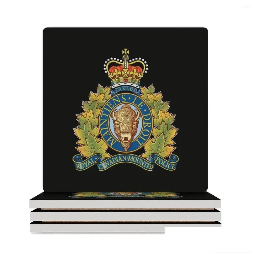 Table Mats ROYAL CANADIAN MOUNTED -- RCMP Ceramic Coasters (Square) Personalize Mat For Dishes Drinks Aesthetic