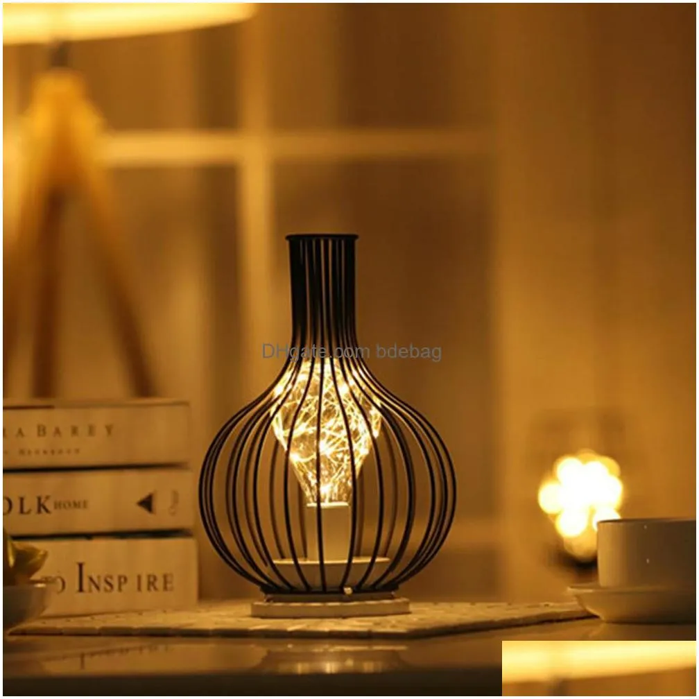 led retro bulb iron table winebottle copper wire night light creative el home decoration desk lamp night lamp battery powered c4806922