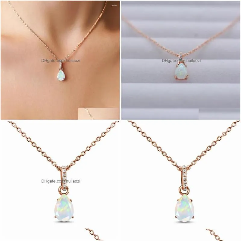 chains european and american retro water droplets moonlight stone pendant rose gold necklace female niche design fashionable jewelry
