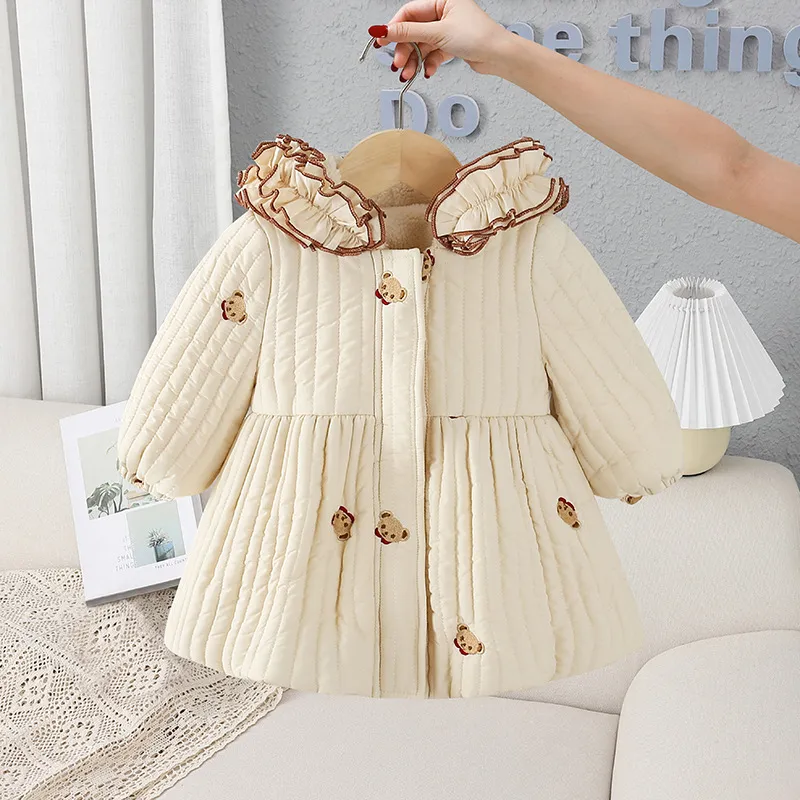 tianjing childrens clothing 2022 winter girls coat cute bear children plus cashmere padded coat