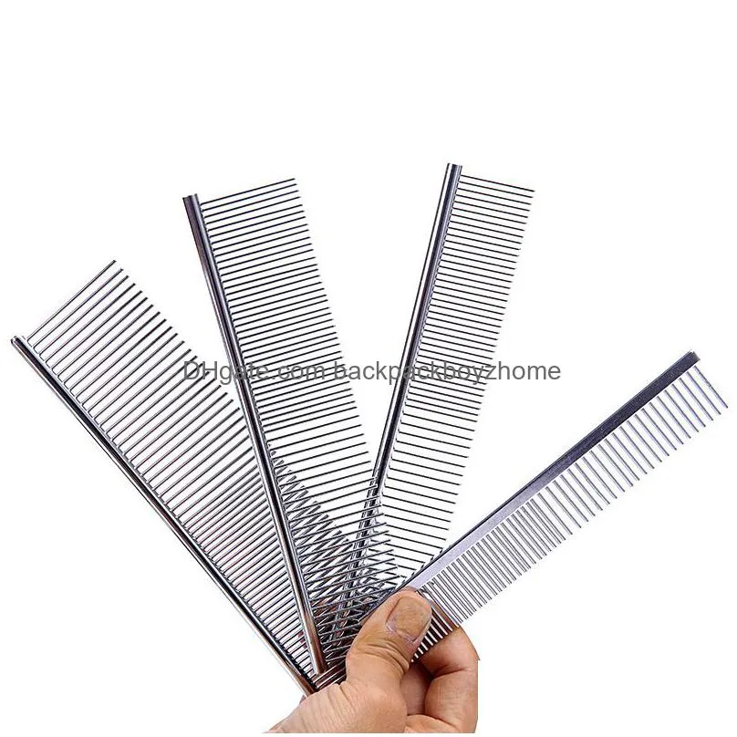 Dog Grooming Pet Stainless Steel Comb Anti Static Cat And Dog Grooming Hair Combs Cleaning Brush Pets Supplies 19X3.5Cm Drop Delivery Dhuyz