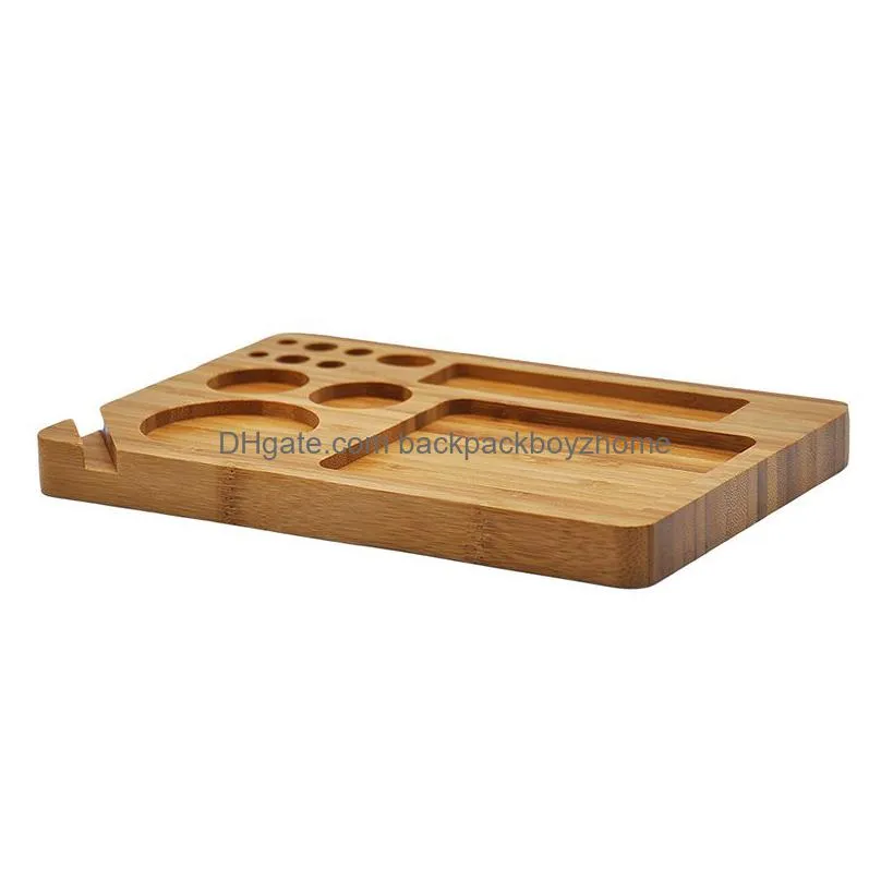 Other Smoking Accessories Natural Wood Rolling Tray Portable Household Smoking Accessories With Groove Exquisite Square Tobacco Roll T Dh2X8