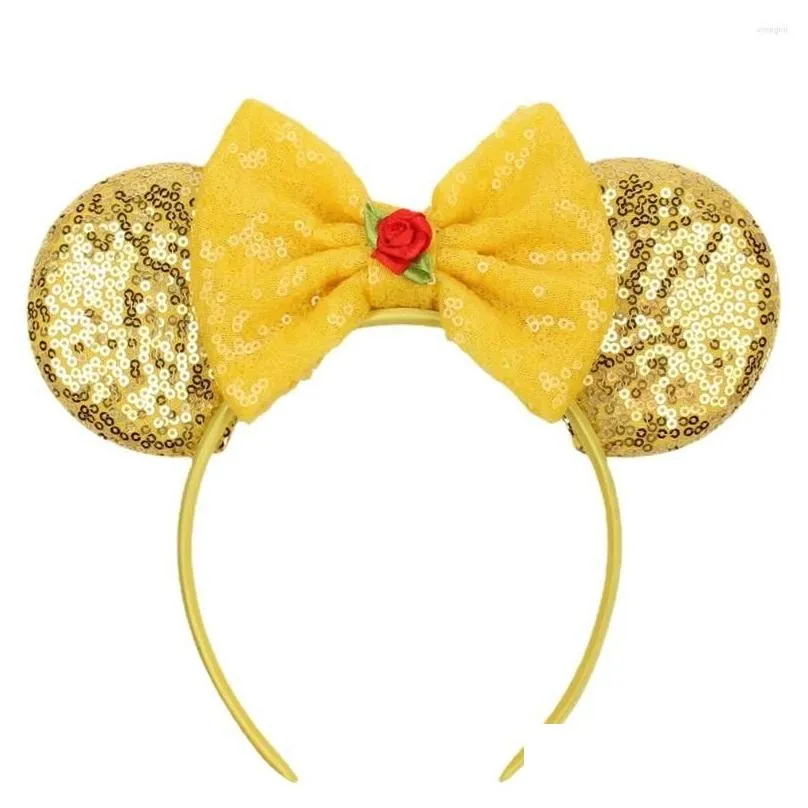 Hair Accessories Girls Mouse Ear Hairband For 5 Bows Big Sequins Ears Diy Kids Headband Boutique Drop Delivery Dhulv