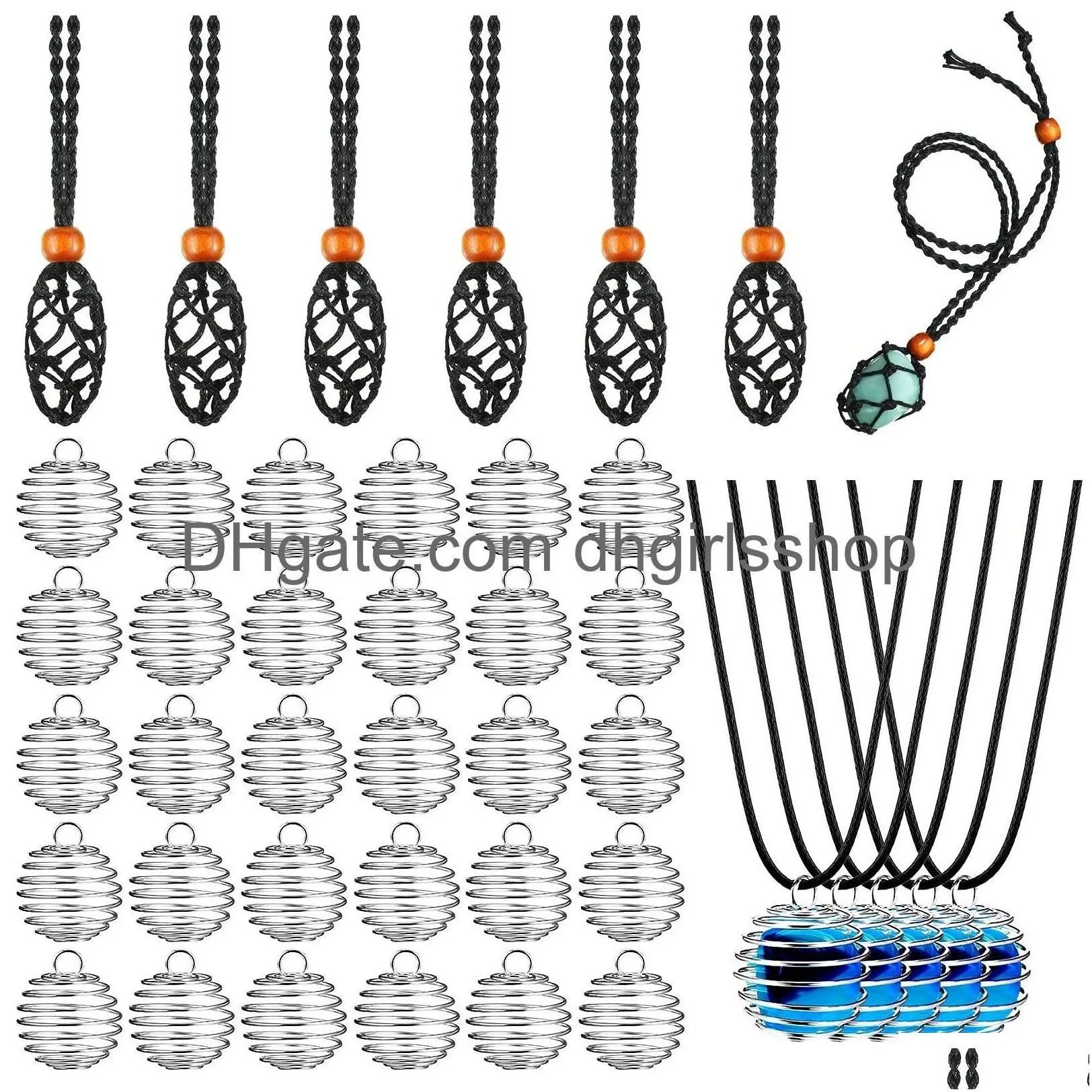 Pendant Necklaces Crystal Necklace Holder Cords Adjustable Cage Empty Stone F Ameef Drop Delivery Jewelry Pendants Dh0Dr Dhxz4