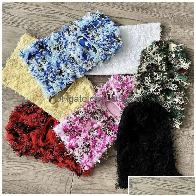 cycling caps masks clava died knitted fl face ski mask shiesty camouflage knit fuzzy drop delivery fashion accessories hats scarves gl