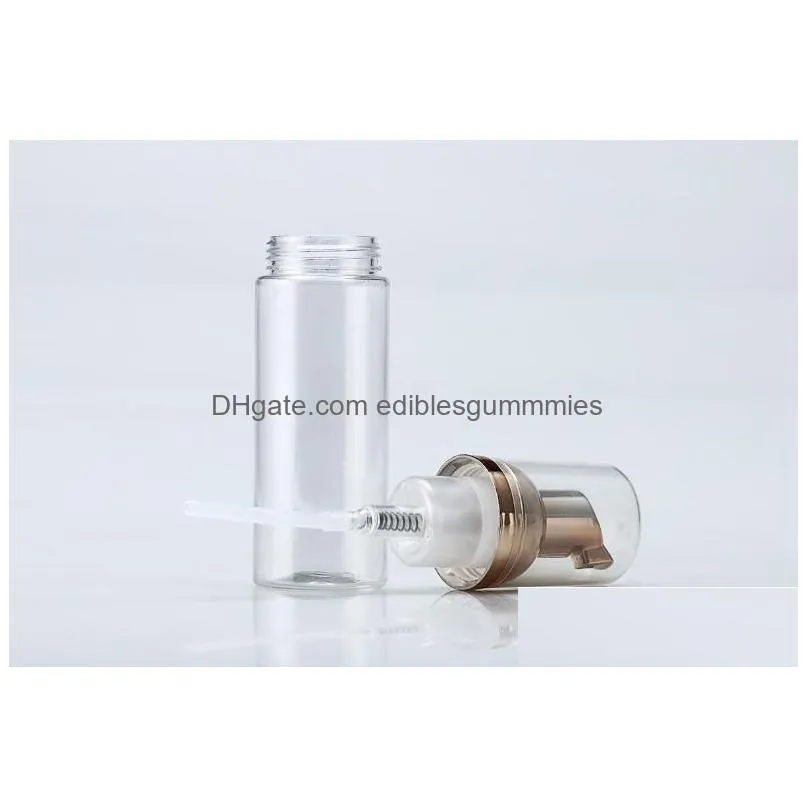 wholesale 50ml plastic foamer bottle pump white liquid soap dispenser est foam bottle with golden foamer