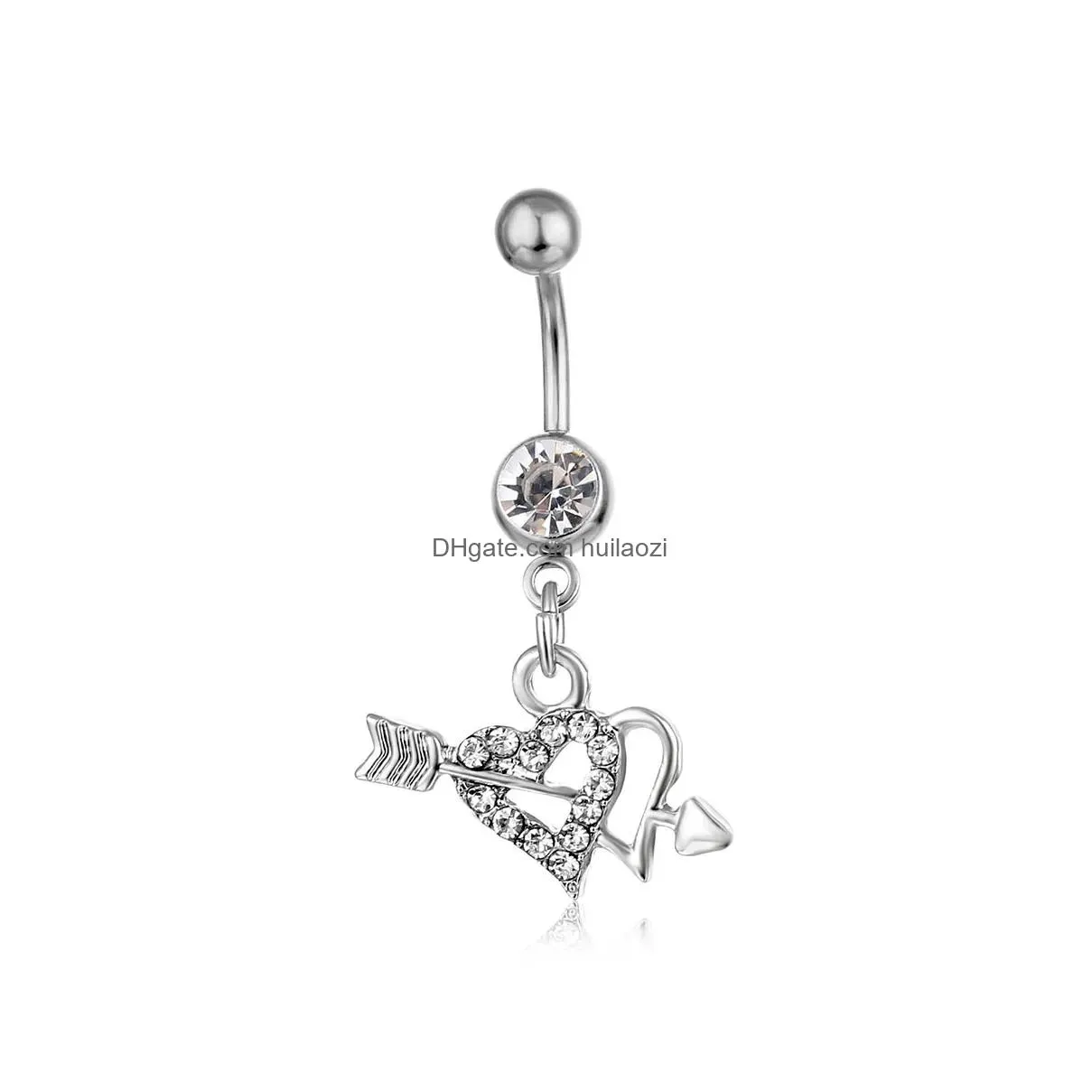 d0361 2 colors two hearts belly button navel rings body piercing jewelry7509529