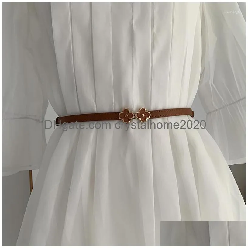 belts belt dress simple versatile fashion women leather thin skinny adjustable matte waistband accessories
