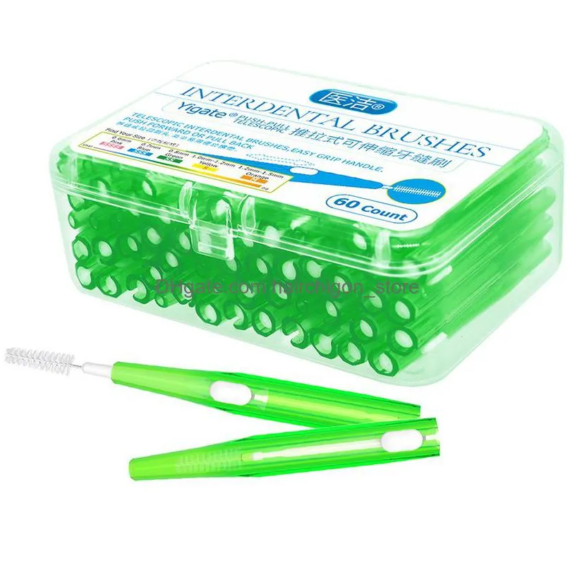 60pcs 0.7mm-1.5mm toothpicks dental floss flosser gum oral care interdental brush brushes tongue cleaner toothpick