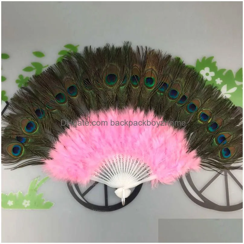 Arts And Crafts Fluffy Feather Hand Fan Stage Performances Craft Fans Elegant Folding Feathers Party Supplies Drop Delivery Home Garde Dhrey