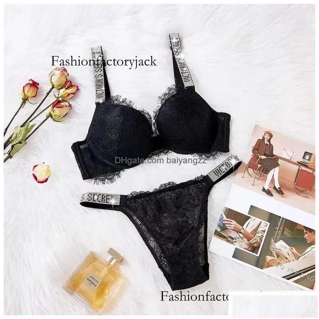 womens panties womens  fashion plus size bra 2 piece push-up sexy lingerie panty set alphabet drop delivery apparel