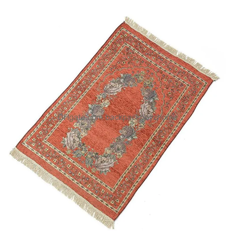 Carpets Islamic Muslim Prayer Mat Carpets Mats Rectangar Waterproof Carpet Prayers Rug Home Wear Ramadan Cotton Soft Blanket Drop Deli Dhlqh