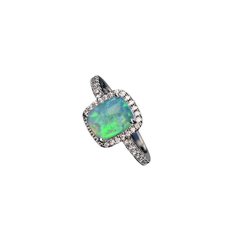 exquisite women039 s 925 sterling silver ring white blue purple green red princess cut fire opal diamond jewelry birthday propo7073062