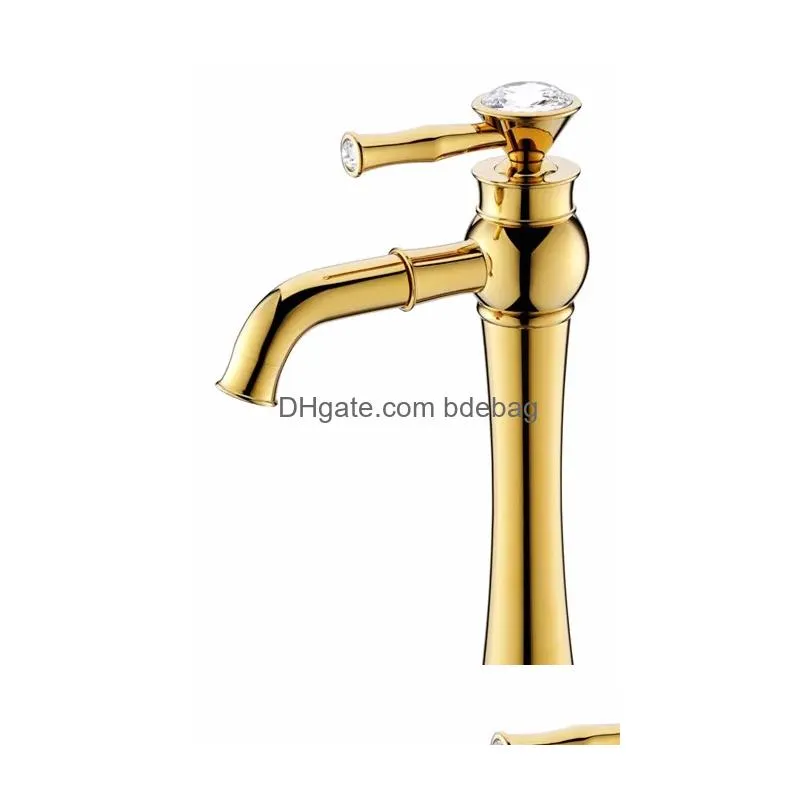 faucets rolya crystal single lever bathroom faucet mixer taps basin solid brass luxurious golden wolesale and retail unique patent