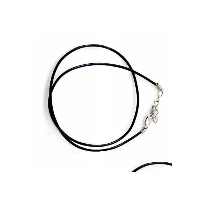 100pcslot black rubber cord necklace with lobster clasps for diy craft fashion jewelry 18inch w47015558