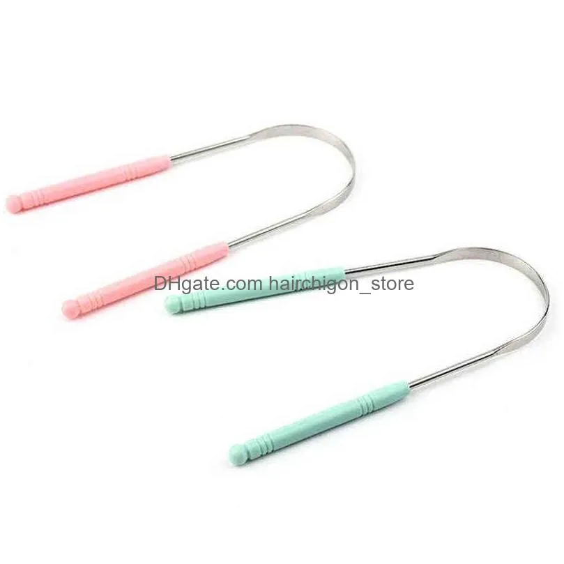 1pcs stainless steel tongue scraper oral cleaner brush toothbrush hygiene high quality tounge 220614