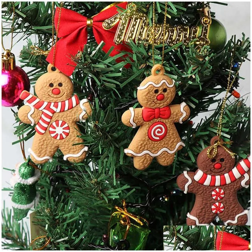 6/12pcs christmas decoration gingerbread man christmas tree ornaments hanging pendant xmas cute funny kid gift navidad decor