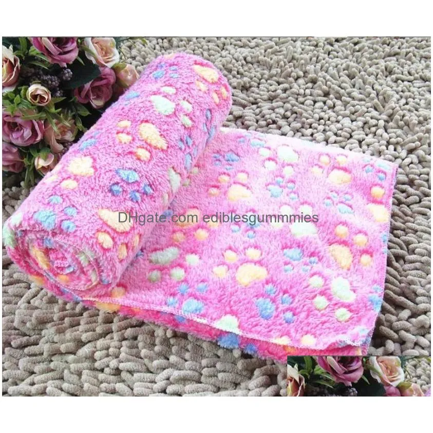 wholesale dog blanket pet blankets paw print pattern fleece cat blanket extra softness fluffy lightweight washable