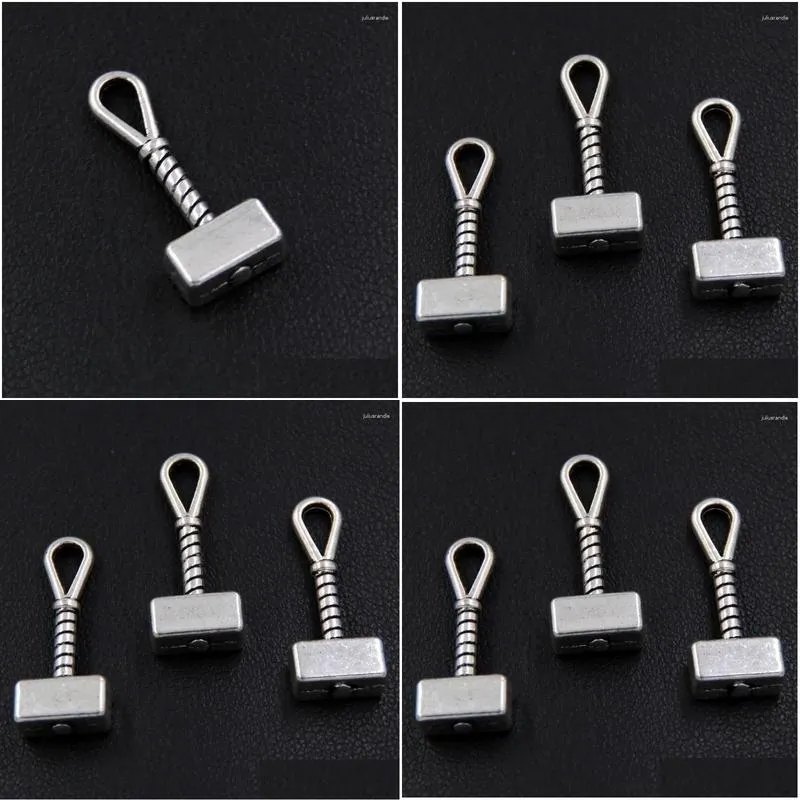 Pendant Necklaces 20PCS Silver Color Mjolnir Hammer Charm Pendants For Diy Jewelry A2390