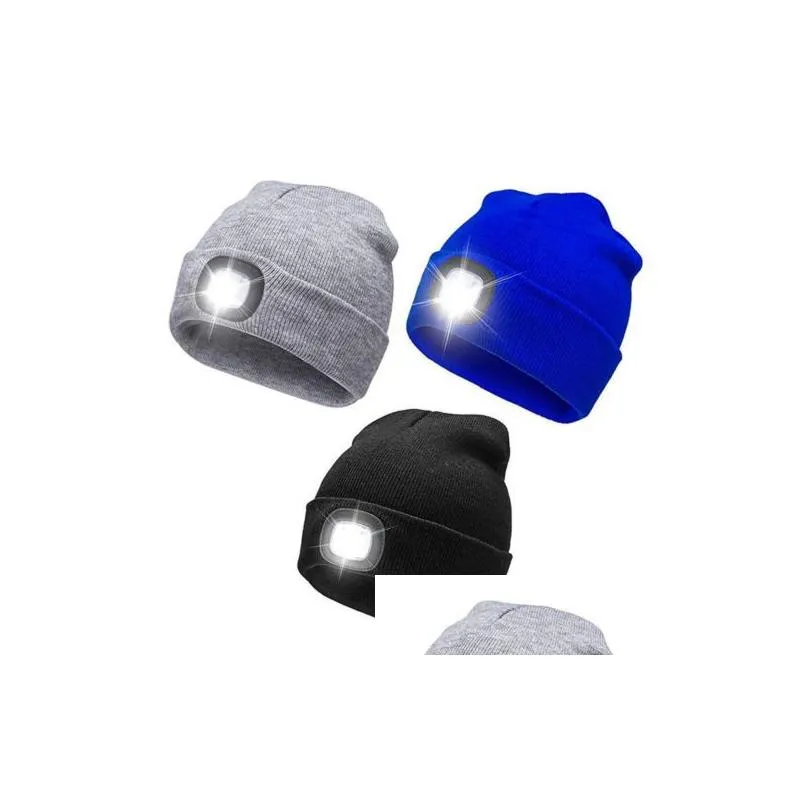 winter warmer fishing running knitted beanie hat unisex men led light knitted hat for camping climbing outdoor activity
