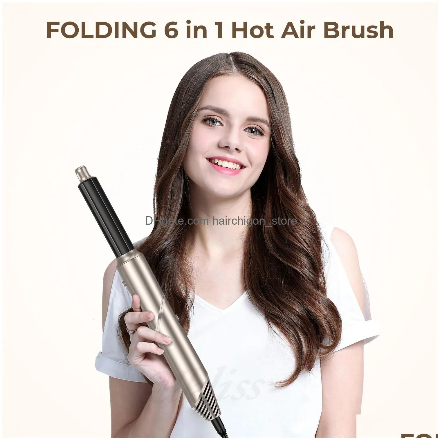 hair dryers folding 6 in 1 dryer brush negative ionic blower salon blow air curler wand ceramic curling iron styler 230904