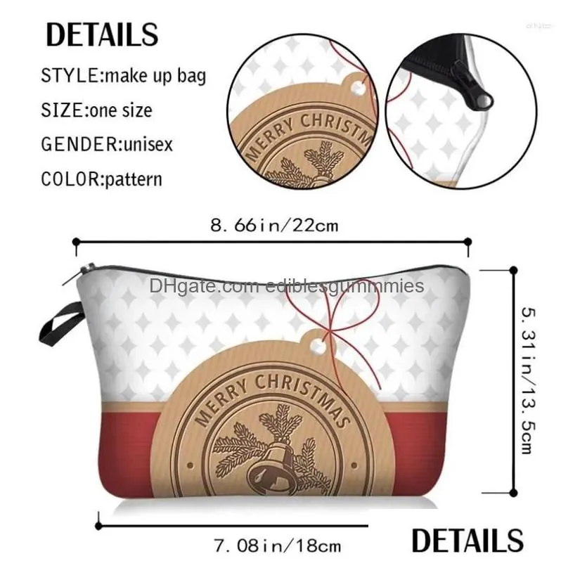 ups christmas decorations 2024 year gifts merry santa snowman print cosmetic bag gift naments