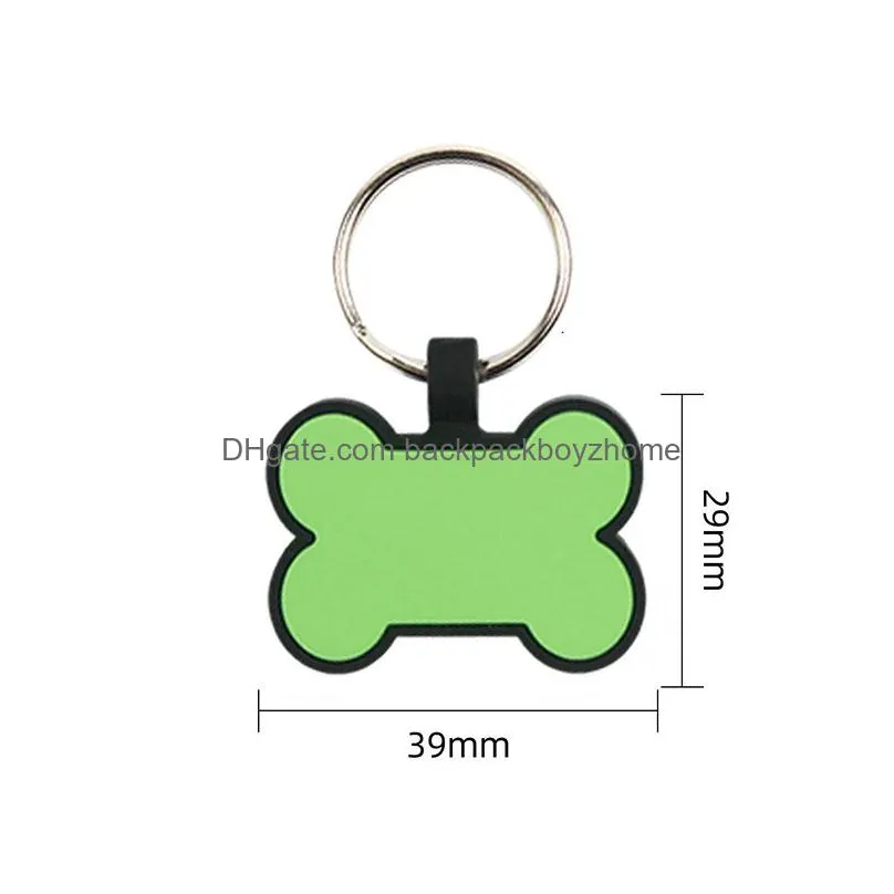 Dog Tag,Id Card Creative Bone-Shaped Dog Tag Keychains Diy Food Grade Sile Pet Id Card Tags Keyring Keychain Drop Delivery Home Garden Dhwu4