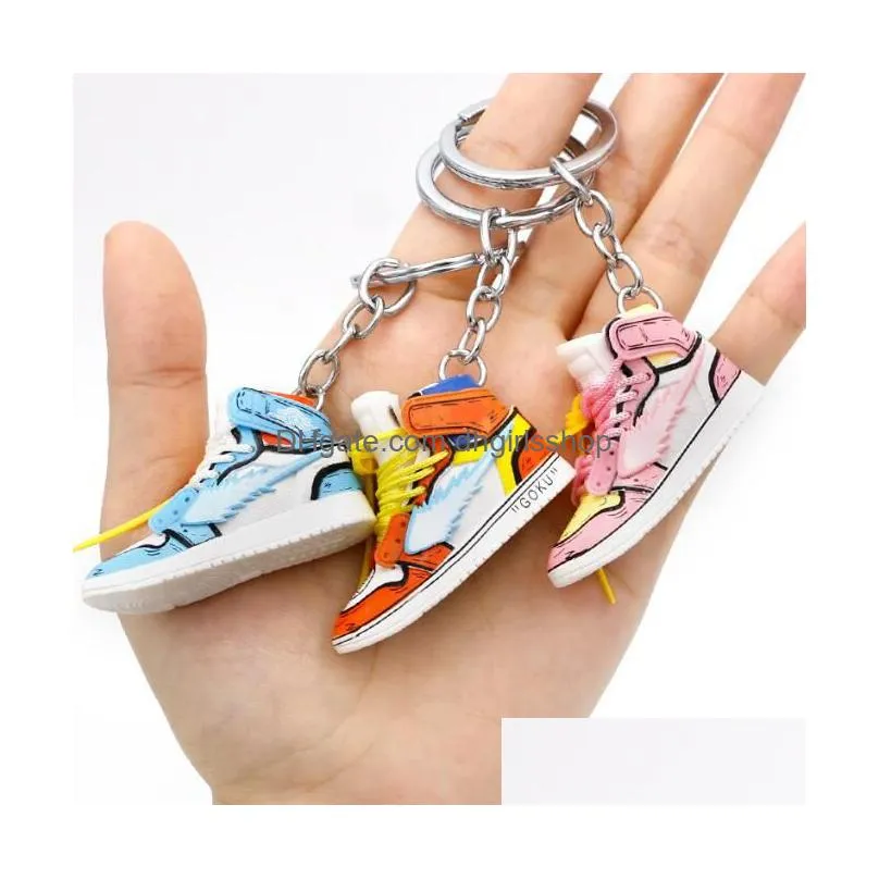 Keychains & Lanyards 25 Styles Designer Shoes Keychains Cartoon Stereoscopic Sneaker Keychain Pvc Shoe Keyring Fashion Accessories Dr Dh3Ou