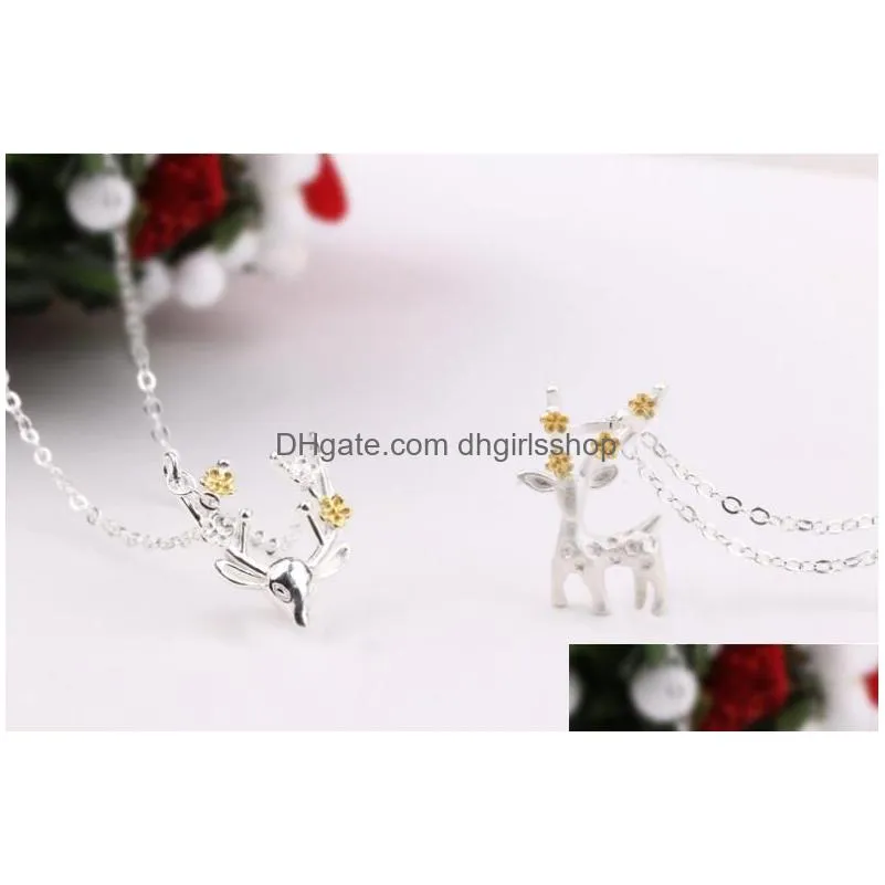 Pendant Necklaces 1 Pcs Delicate Fawn Necklace Siery Antler Pendant Collarbone Chain Nice Gift Christmas Present Decoration Drop Deliv Dhmkz
