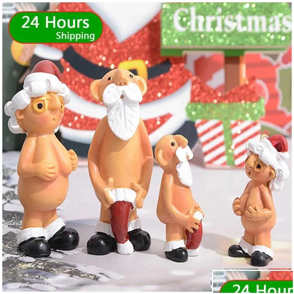 christmas decorations christmas decorations 1pcs resin funny naked santa claus pendant xmas male female tree decora 2022 year part