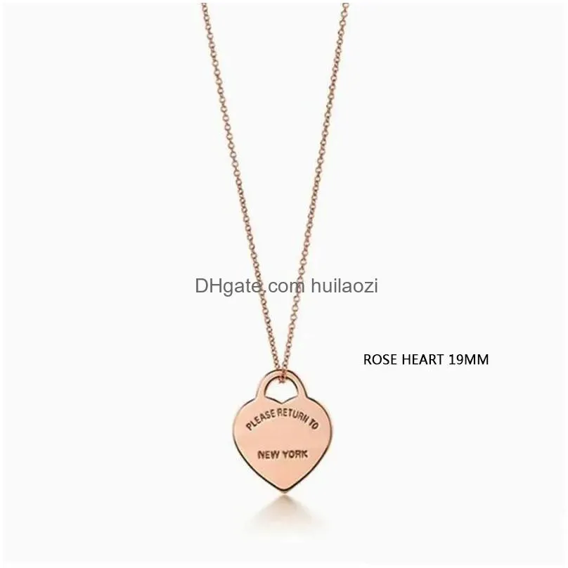 gold heart necklace womens stainless steel 10mm 15mm 19mm pendant fashion couple necklace valentines day gift girlfriend jewelry