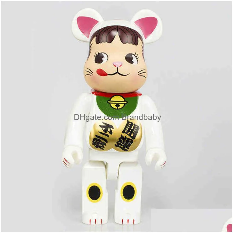  toys 28cm noctilucous lucky cat bearbricklys action figures blocks anime dolls art collectible model to friend kids gift