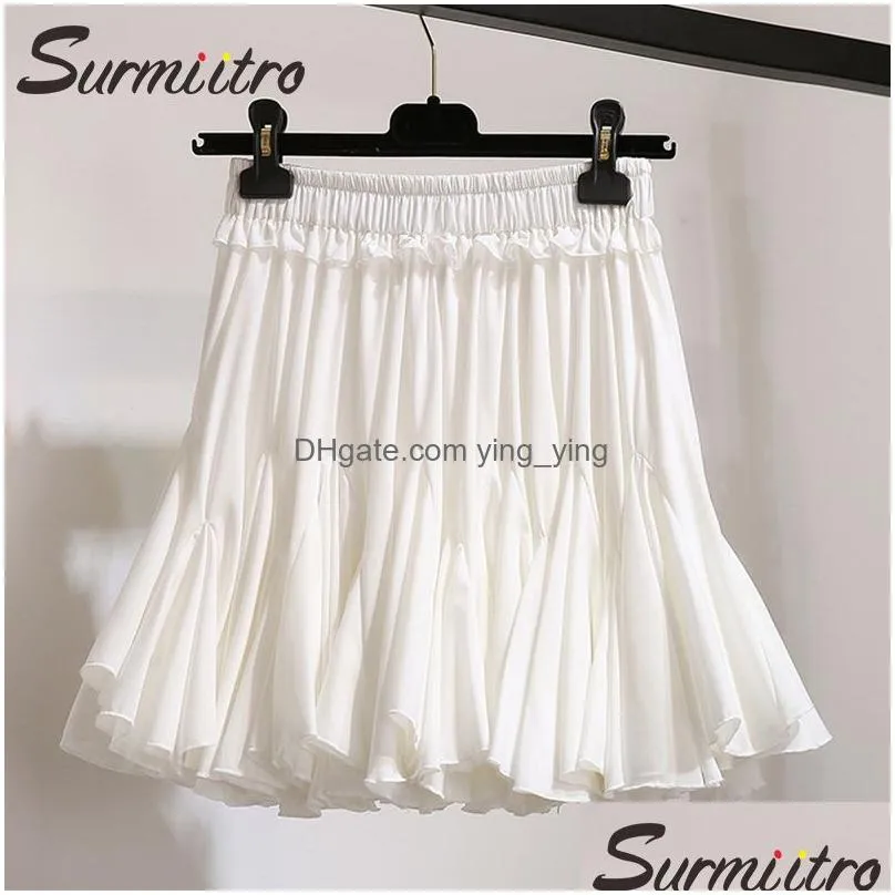 surmiitro white black chiffon summer shorts skirt women fashion korean high waist tutu pleated mini aesthetic female 220317