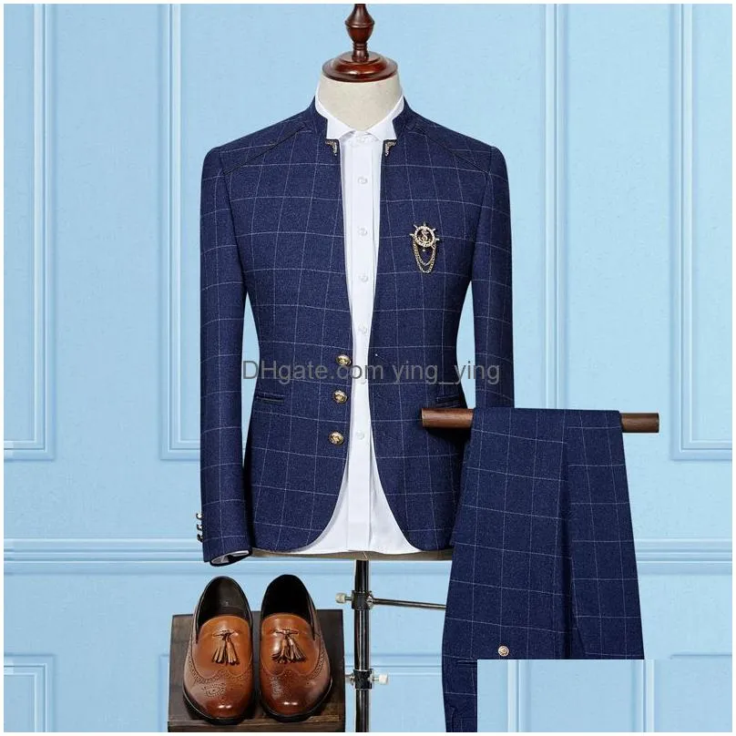 wholesale- ms50 2017 standard collar classic custom made men suit blazers gentleman style tailor made slim fit wedding suits for men