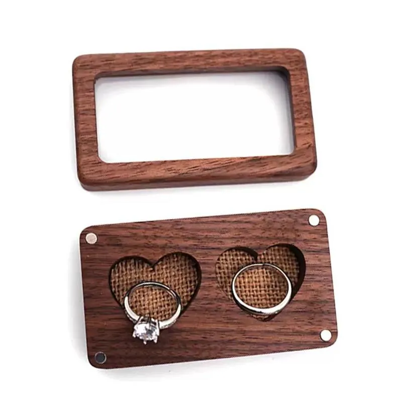 Gift Wrap Wooden Jewelry Boxes Gift Wrap Couple Empty Ring Box Portable Transparent Window Necklace Earring Storage Wedding Supplies A Dhefb